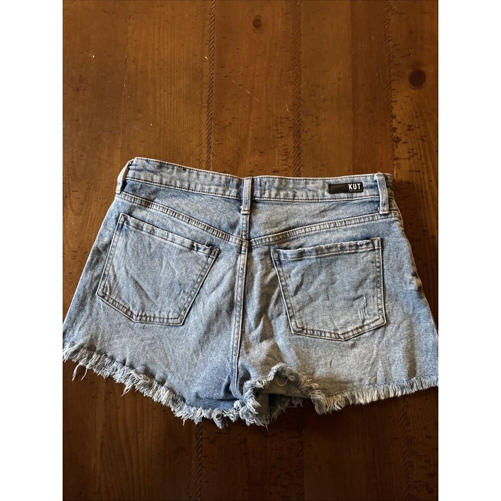 Kut From the Kloth size 8 Jane High Rise blue cutoff denim shorts frayed - Picture 3 of 5